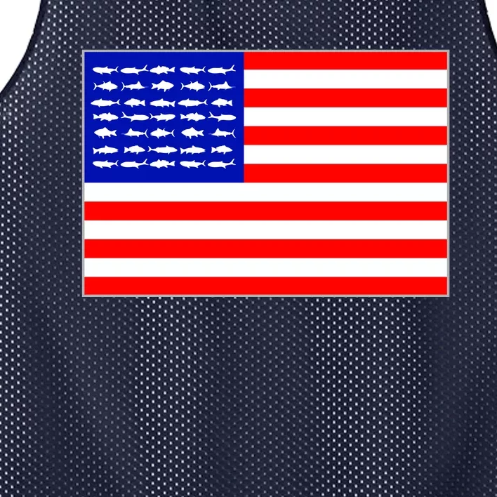 American Fishing Flag Mesh Reversible Basketball Jersey Tank