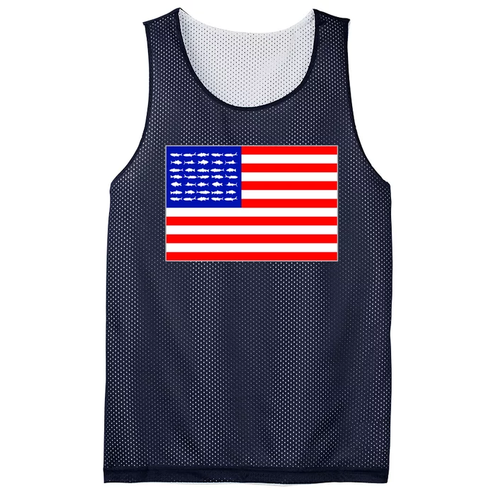 American Fishing Flag Mesh Reversible Basketball Jersey Tank