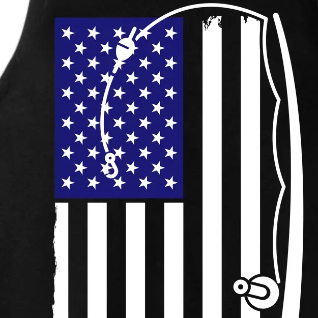 American Fishing Rod & Hook Flag Ladies Tri-Blend Wicking Tank