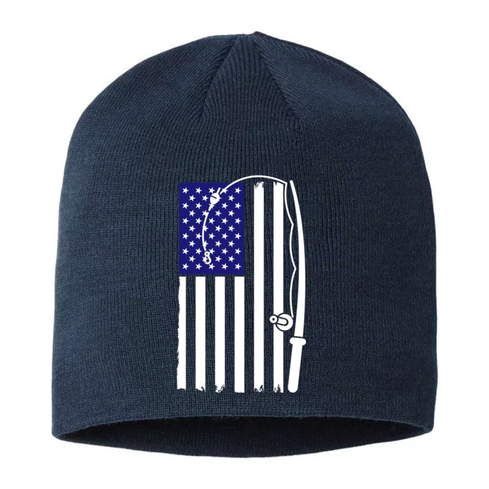 American Fishing Rod & Hook Flag 8 1/2in Sustainable Knit Beanie