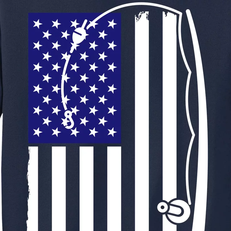 American Fishing Rod & Hook Flag Tall Sweatshirt