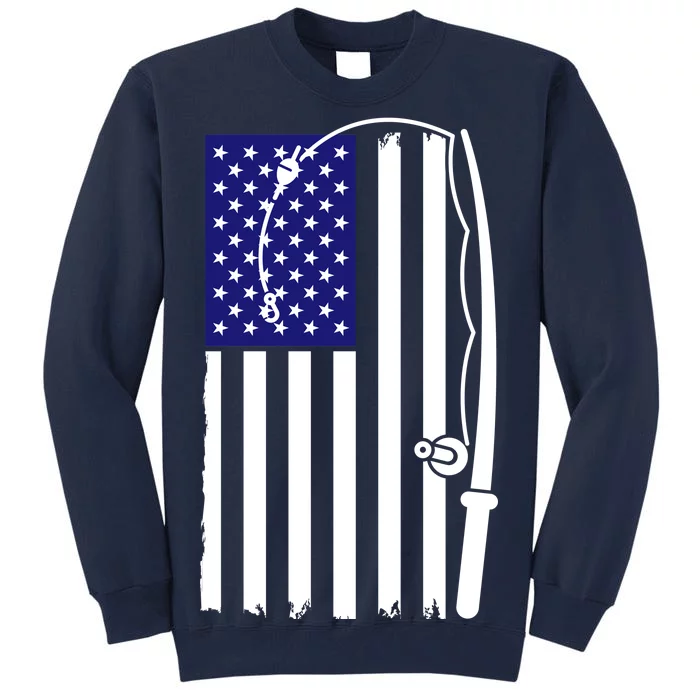 American Fishing Rod & Hook Flag Tall Sweatshirt