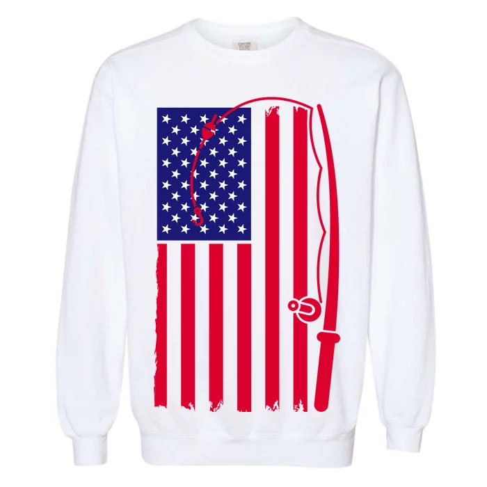 American Fishing Rod & Hook Flag Garment-Dyed Sweatshirt