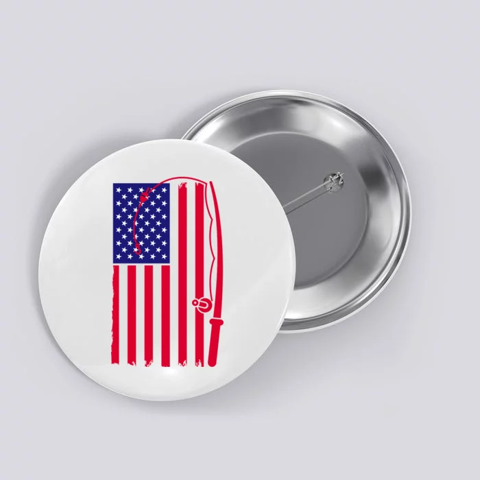 American Fishing Rod & Hook Flag Button