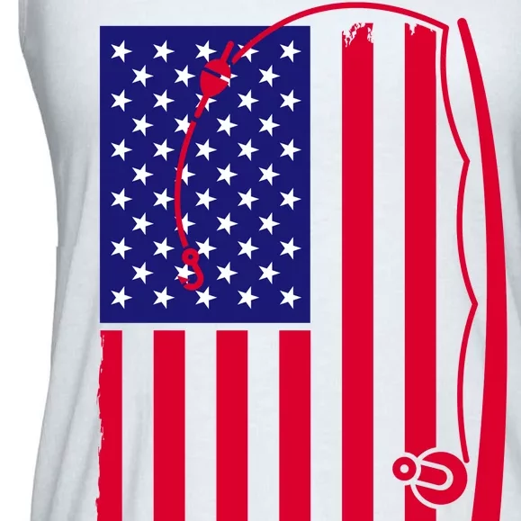 American Fishing Rod & Hook Flag Ladies Essential Flowy Tank