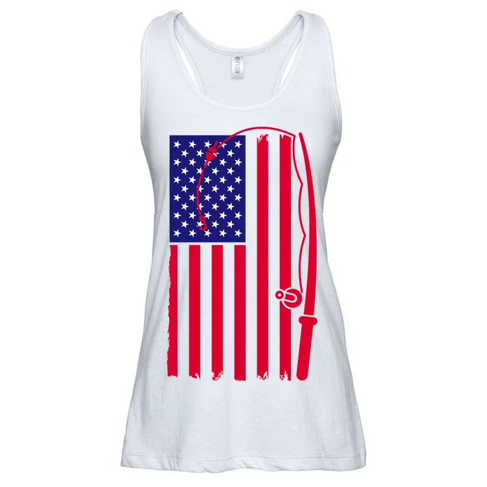 American Fishing Rod & Hook Flag Ladies Essential Flowy Tank