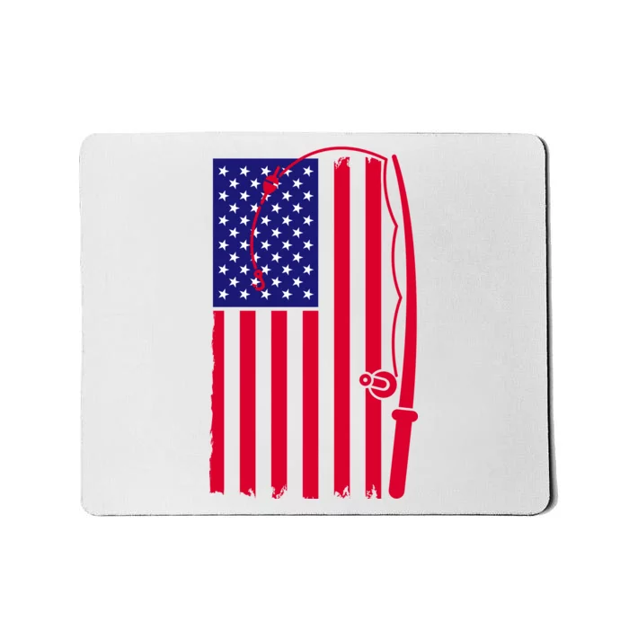 American Fishing Rod & Hook Flag Mousepad