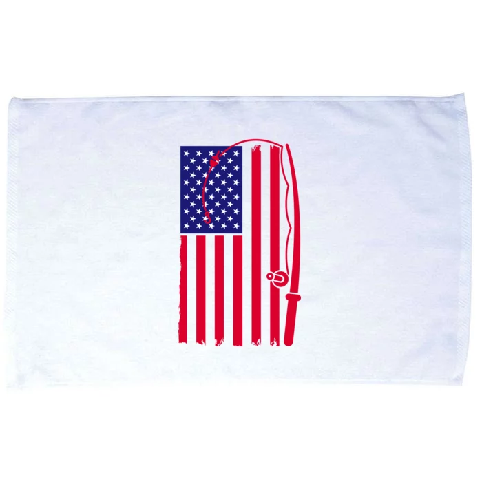 American Fishing Rod & Hook Flag Microfiber Hand Towel