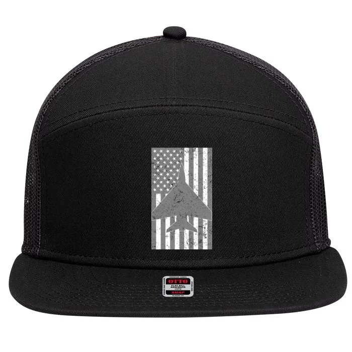 American Flag Airplane Pilot 7 Panel Mesh Trucker Snapback Hat