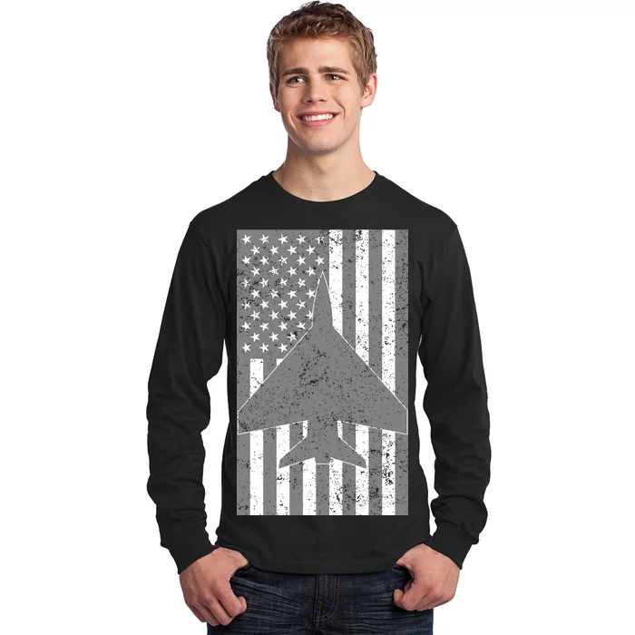 American Flag Airplane Pilot Long Sleeve Shirt