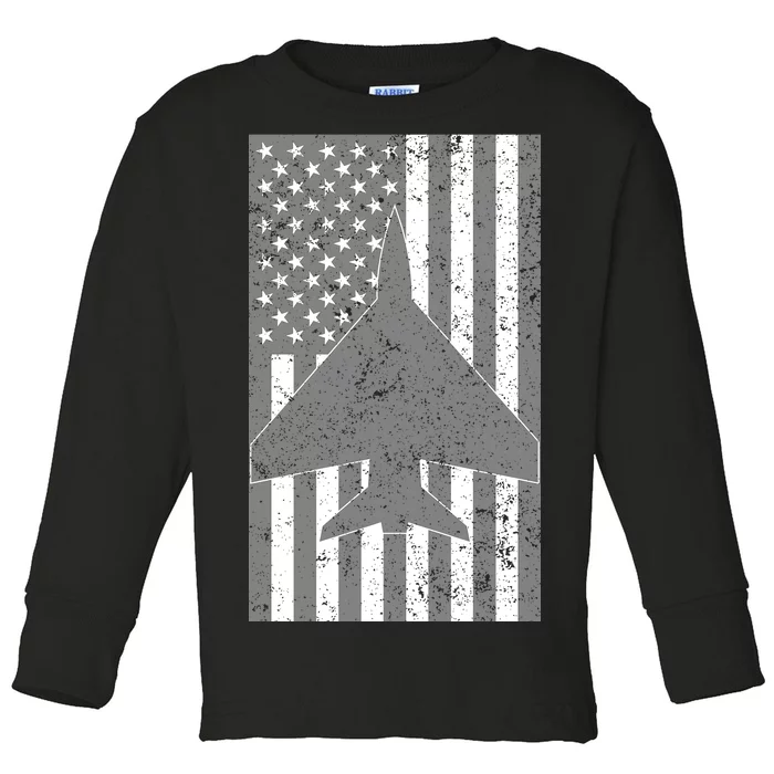 American Flag Airplane Pilot Toddler Long Sleeve Shirt