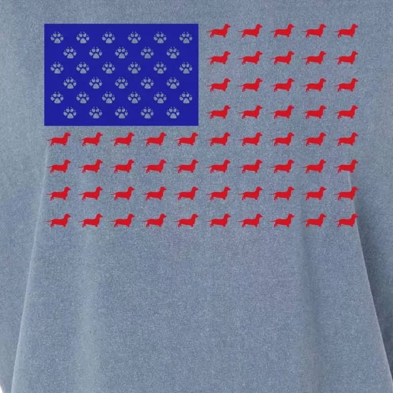 American Flag Dachshund Dog Garment-Dyed Women's Muscle Tee