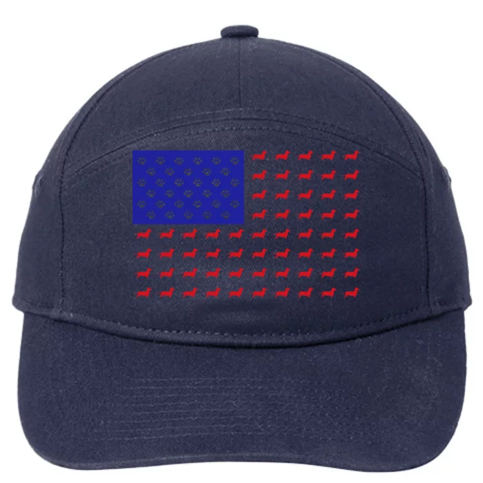 American Flag Dachshund Dog 7-Panel Snapback Hat