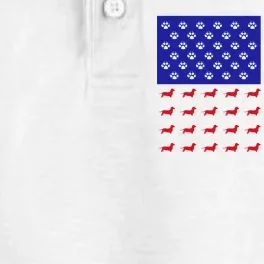 American Flag Dachshund Dog Dry Zone Grid Performance Polo