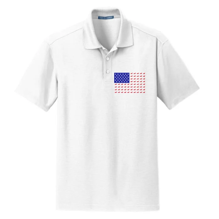 American Flag Dachshund Dog Dry Zone Grid Performance Polo