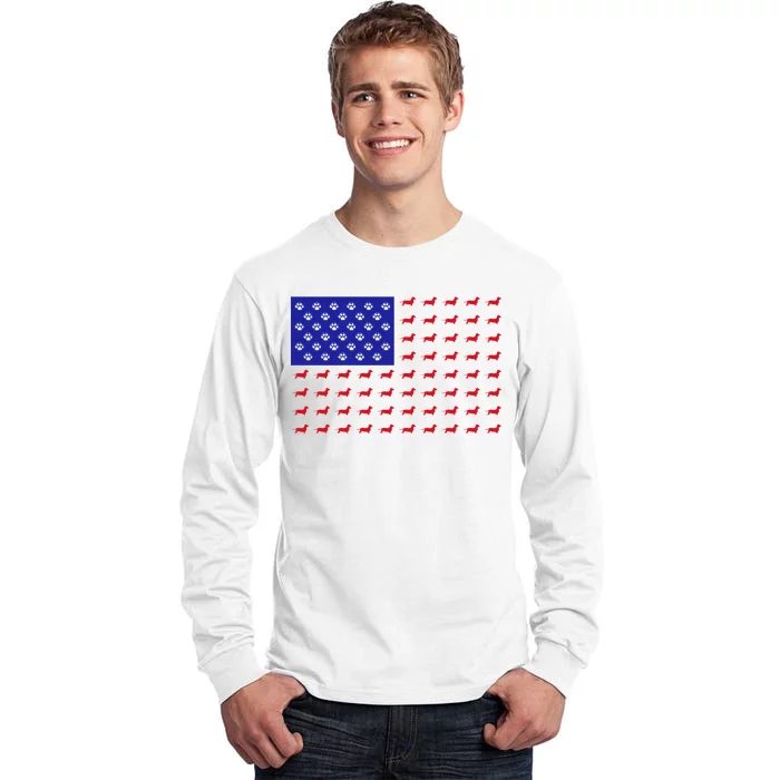 American Flag Dachshund Dog Tall Long Sleeve T-Shirt