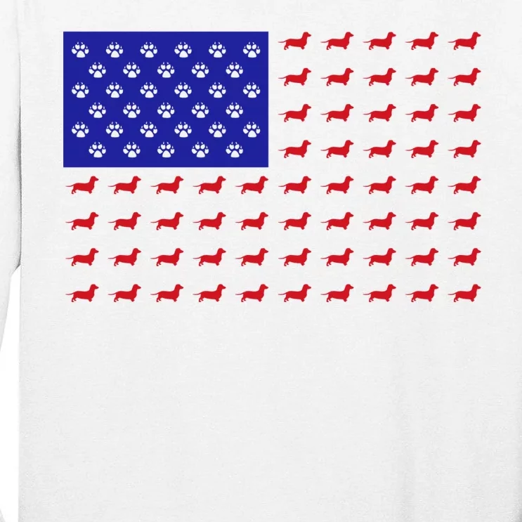 American Flag Dachshund Dog Tall Long Sleeve T-Shirt