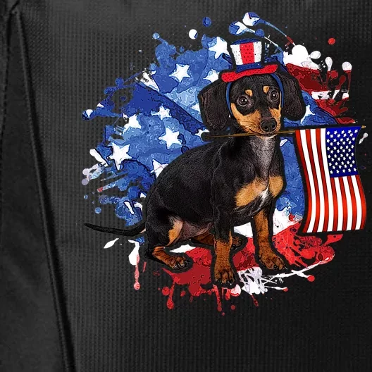 American Flag Dachshund Dog Cool City Backpack