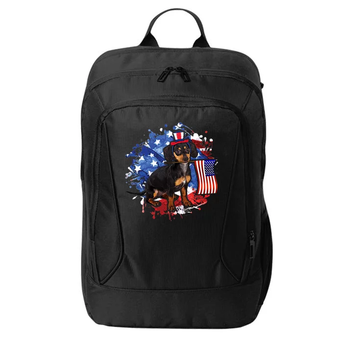 American Flag Dachshund Dog Cool City Backpack