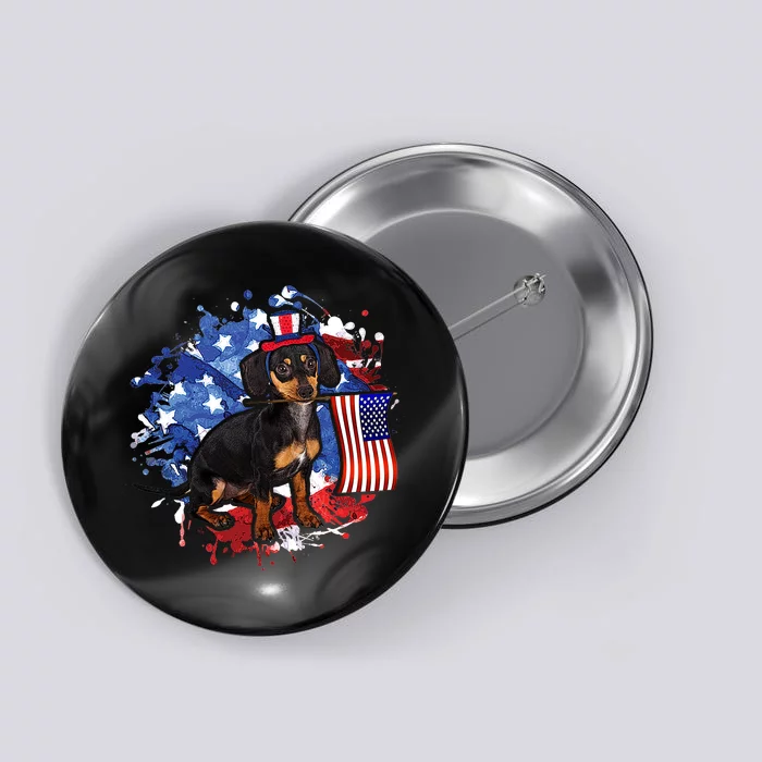 American Flag Dachshund Dog Cool Button