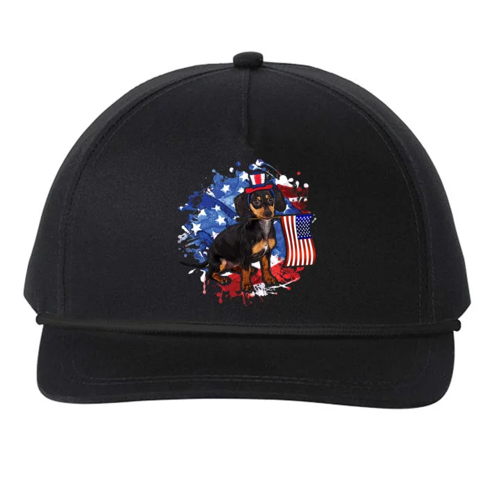 American Flag Dachshund Dog Cool Snapback Five-Panel Rope Hat