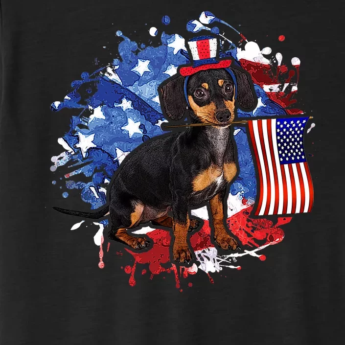 American Flag Dachshund Dog Cool ChromaSoft Performance T-Shirt