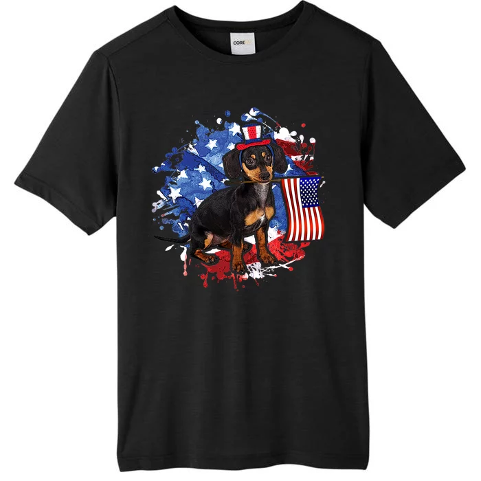 American Flag Dachshund Dog Cool ChromaSoft Performance T-Shirt