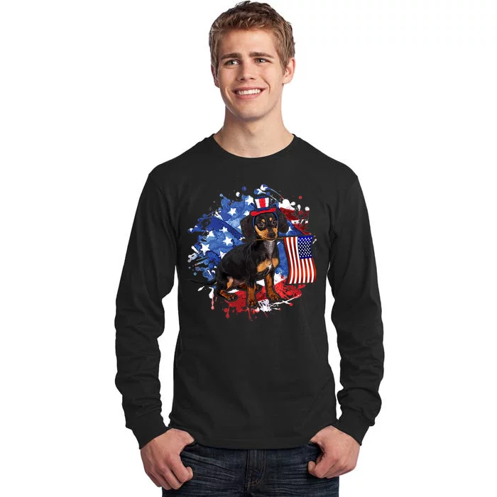 American Flag Dachshund Dog Cool Tall Long Sleeve T-Shirt