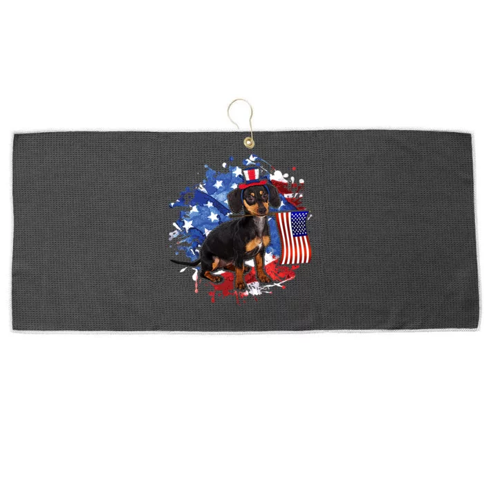 American Flag Dachshund Dog Cool Large Microfiber Waffle Golf Towel