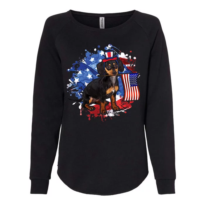 American Flag Dachshund Dog Cool Womens California Wash Sweatshirt