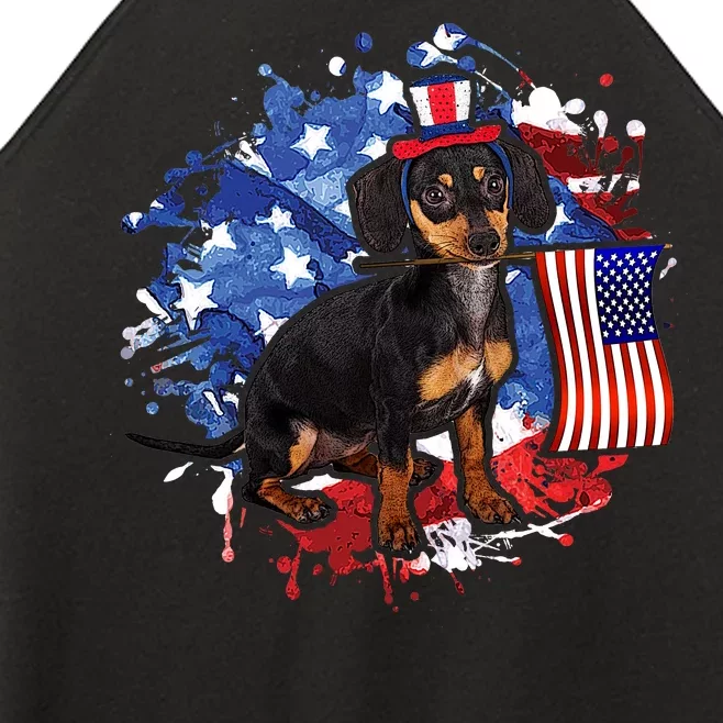 American Flag Dachshund Dog Cool Women’s Perfect Tri Rocker Tank