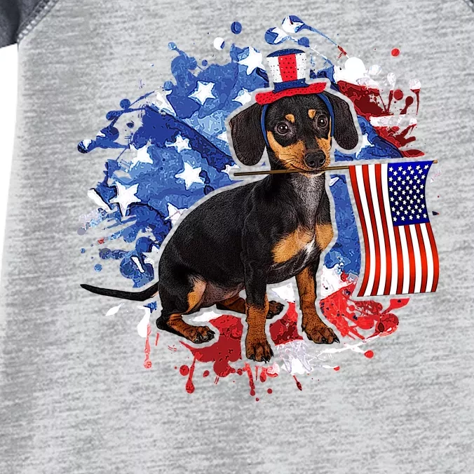 American Flag Dachshund Dog Cool Infant Baby Jersey Bodysuit