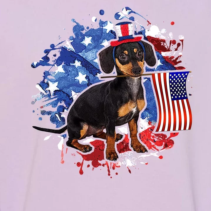 American Flag Dachshund Dog Cool Garment-Dyed Sweatshirt