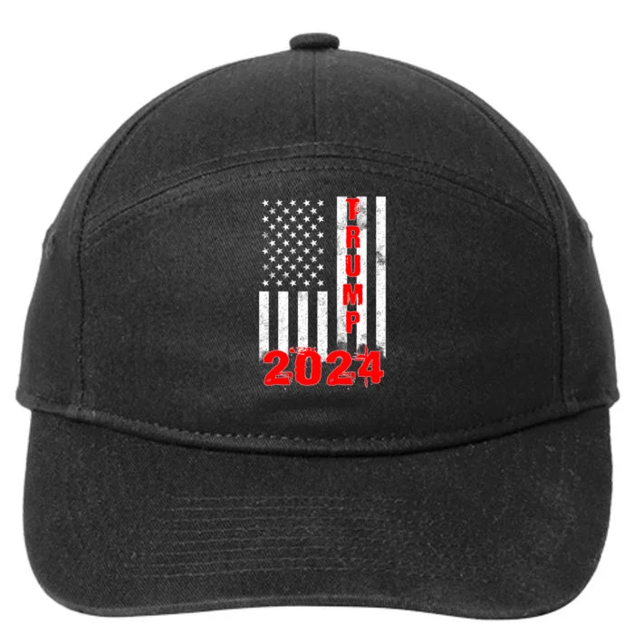 American Flag Design Trump 2024 7-Panel Snapback Hat