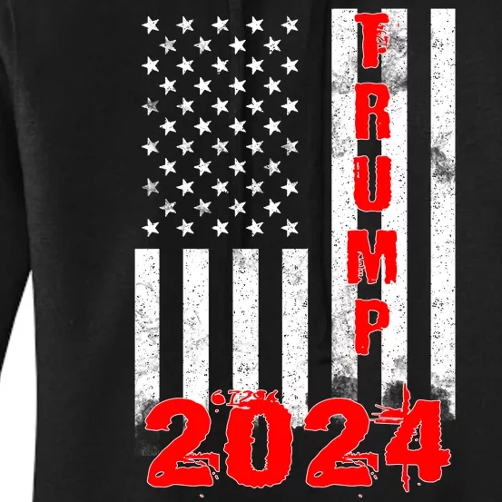 American Flag Design Trump 2024 Women's Pullover Hoodie