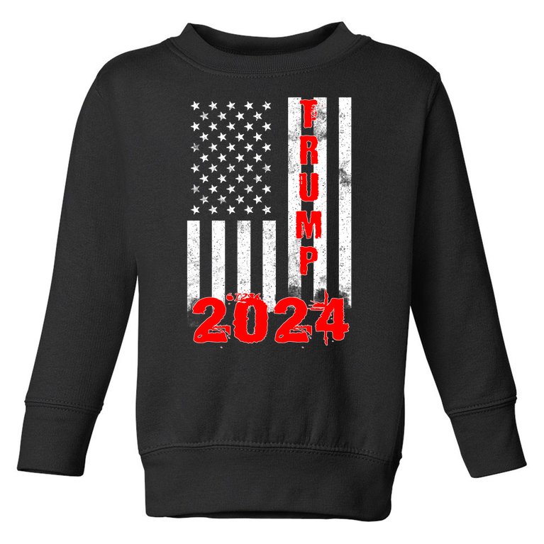 American Flag Design Trump 2024 Toddler Sweatshirt