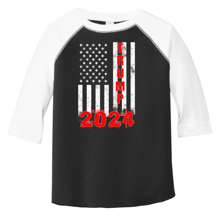 American Flag Design Trump 2024 Toddler Fine Jersey T-Shirt