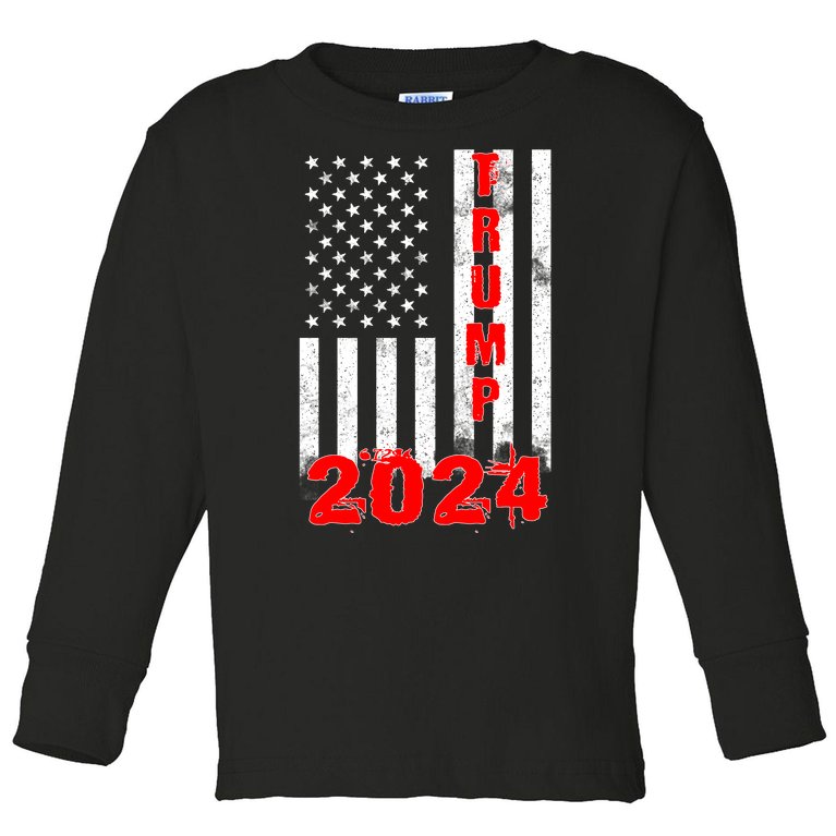 American Flag Design Trump 2024 Toddler Long Sleeve Shirt