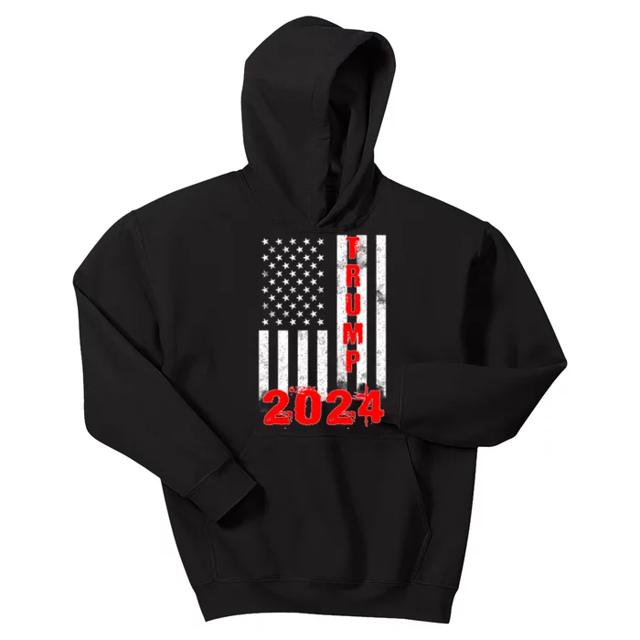 American Flag Design Trump 2024 Kids Hoodie