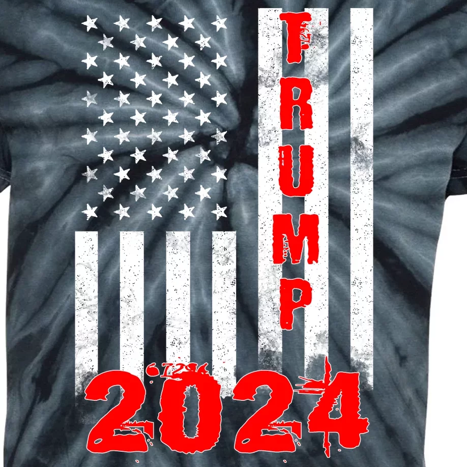 American Flag Design Trump 2024 Kids Tie-Dye T-Shirt