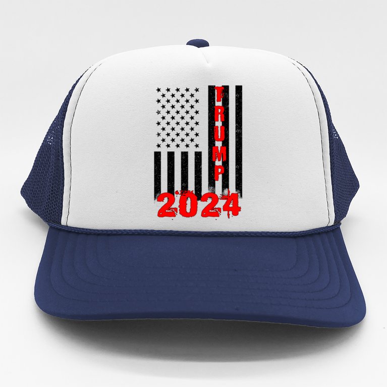 American Flag Design Trump 2024 Trucker Hat