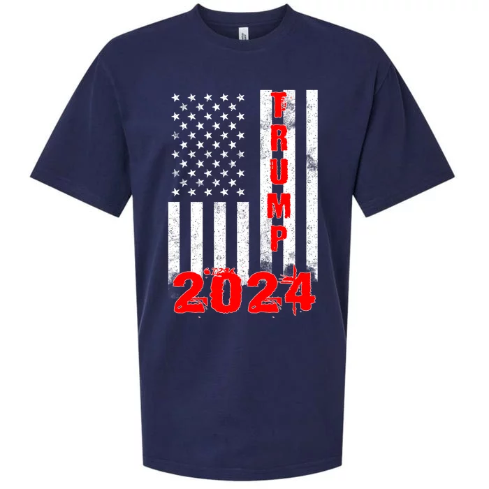 American Flag Design Trump 2024 Sueded Cloud Jersey T-Shirt