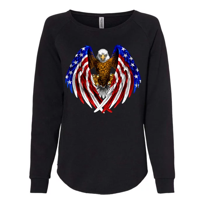 American Flag Eagle Womens California Wash Sweatshirt