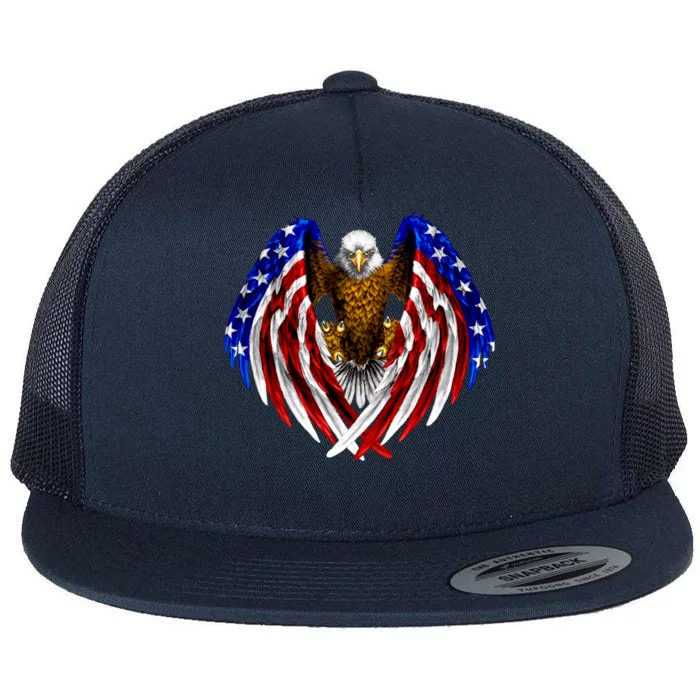 American Flag Eagle Flat Bill Trucker Hat