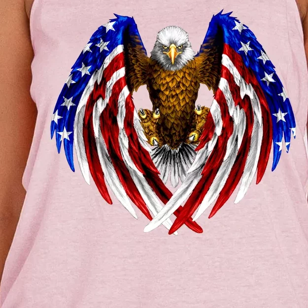 American Flag Eagle Women's Knotted Racerback Tank