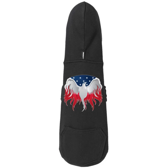 American Flag Eagle USA Illustration Doggie 3-End Fleece Hoodie