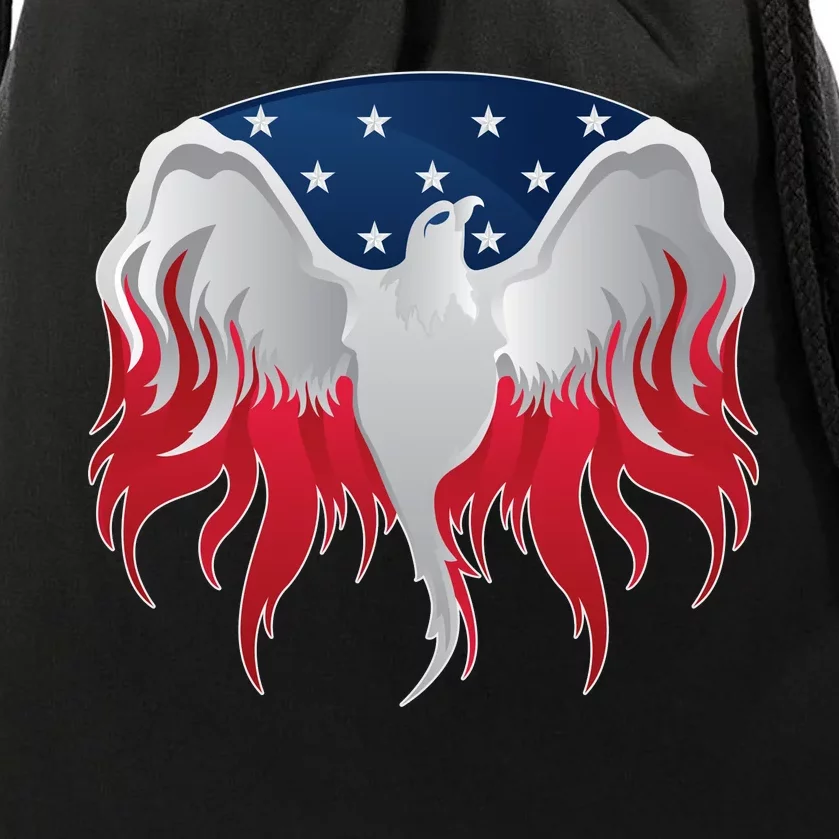 American Flag Eagle USA Illustration Drawstring Bag