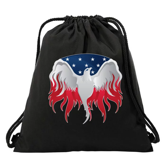 American Flag Eagle USA Illustration Drawstring Bag