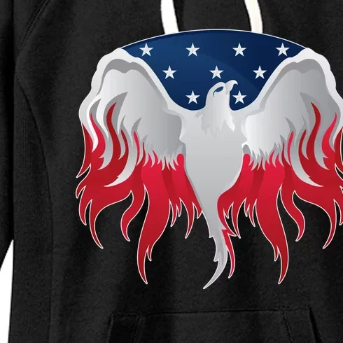 American Flag Eagle USA Illustration Women's Fleece Hoodie