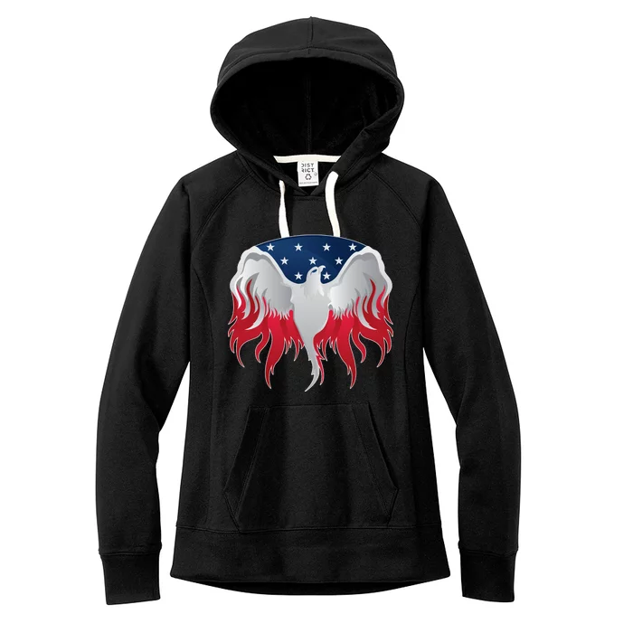 American Flag Eagle USA Illustration Women's Fleece Hoodie